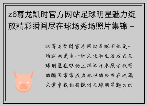 z6尊龙凯时官方网站足球明星魅力绽放精彩瞬间尽在球场秀场照片集锦 - 副本